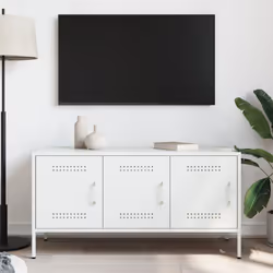 vidaXL TV Cabinet TV Stand TV Unit Entertainment Centre Media Unit White Steel