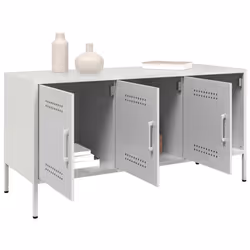 vidaXL TV Cabinet TV Stand TV Unit Entertainment Centre Media Unit White Steel - Additional view 4