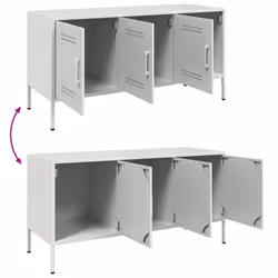 vidaXL TV Cabinet TV Stand TV Unit Entertainment Centre Media Unit White Steel - Additional view 9