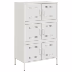 vidaXL Highboard Sideboard Side Cabinet Home Storage Cupboard White Steel - white