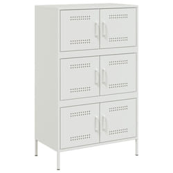 vidaXL Highboard Sideboard Side Cabinet Home Storage Cupboard White Steel - white