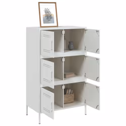 vidaXL Highboard Sideboard Side Cabinet Home Storage Cupboard White Steel - white - Additional view 4