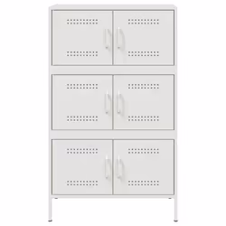 vidaXL Highboard Sideboard Side Cabinet Home Storage Cupboard White Steel - white - Additional view 5