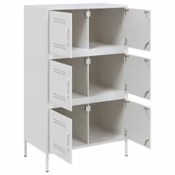 vidaXL Highboard Sideboard Side Cabinet Home Storage Cupboard White Steel - white - Additional view 8