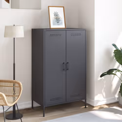 vidaXL Highboard Sideboard Cabinet Home Storage Cupboard Olive Green Steel - anthracite