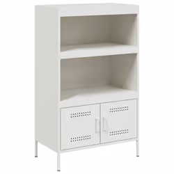 vidaXL Highboard Sideboard Storage Side Cabinet Home Storage Cupboard Steel - white
