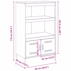 vidaXL Highboard Sideboard Storage Side Cabinet Home Storage Cupboard Steel - white