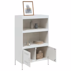 vidaXL Highboard Sideboard Storage Side Cabinet Home Storage Cupboard Steel - white - Additional view 4