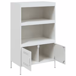 vidaXL Highboard Sideboard Storage Side Cabinet Home Storage Cupboard Steel - white - Additional view 8