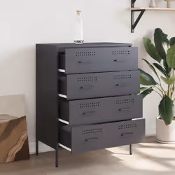 vidaXL Sideboard Storage Cupboard Cabinet Home Organiser Highboard Black Steel - anthracite