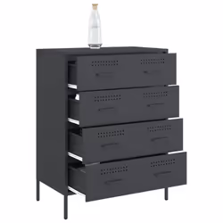 vidaXL Sideboard Storage Cupboard Cabinet Home Organiser Highboard Black Steel - anthracite - Additional view 4
