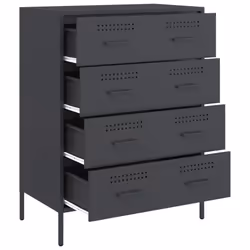 vidaXL Sideboard Storage Cupboard Cabinet Home Organiser Highboard Black Steel - anthracite - Additional view 8