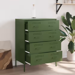 vidaXL Sideboard Storage Cupboard Cabinet Home Organiser Highboard Black Steel - green