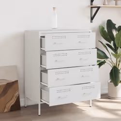 vidaXL Sideboard Storage Cupboard Cabinet Home Organiser Highboard Black Steel - white - Additional view 2
