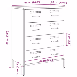 vidaXL Sideboard Storage Cupboard Cabinet Home Organiser Highboard Black Steel - white - Additional view 3