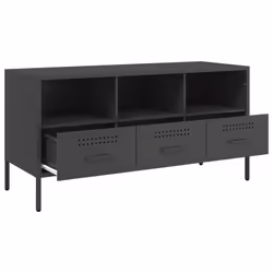 vidaXL TV Cabinet TV Stand TV Unit Hifi Media Cabinet White Cold-rolled Steel - black - Additional view 8