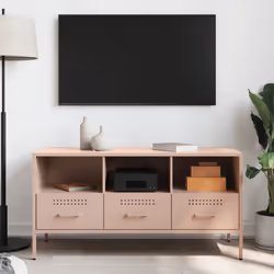 vidaXL TV Cabinet TV Stand TV Unit Hifi Media Cabinet White Cold-rolled Steel - pink - Additional view 2