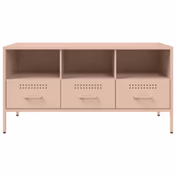 vidaXL TV Cabinet TV Stand TV Unit Hifi Media Cabinet White Cold-rolled Steel - pink - Additional view 5