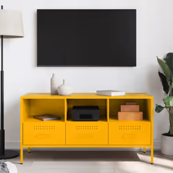 vidaXL TV Cabinet TV Stand TV Unit Hifi Media Cabinet White Cold-rolled Steel - yellow - Additional view 2