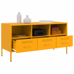 vidaXL TV Cabinet TV Stand TV Unit Hifi Media Cabinet White Cold-rolled Steel - yellow - Additional view 4