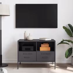 vidaXL TV Cabinets TV Stand TV Unit Hifi Cabinet 2 pcs Black Cold-rolled Steel - black, 1 pcs - Additional view 2