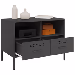 vidaXL TV Cabinets TV Stand TV Unit Hifi Cabinet 2 pcs Black Cold-rolled Steel - black, 1 pcs - Additional view 4
