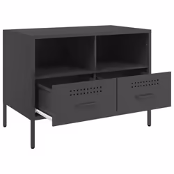 vidaXL TV Cabinets TV Stand TV Unit Hifi Cabinet 2 pcs Black Cold-rolled Steel - black, 1 pcs - Additional view 8