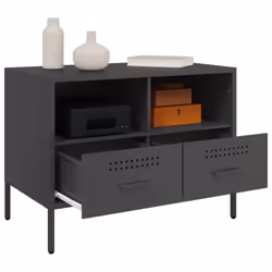 vidaXL TV Cabinets TV Stand TV Unit Hifi Cabinet 2 pcs Black Cold-rolled Steel - black, 2 pcs - Additional view 4