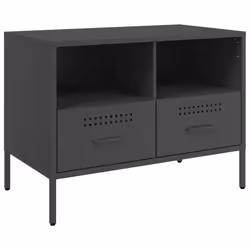 vidaXL TV Cabinets TV Stand TV Unit Hifi Cabinet 2 pcs Black Cold-rolled Steel - black, 2 pcs - Additional view 5