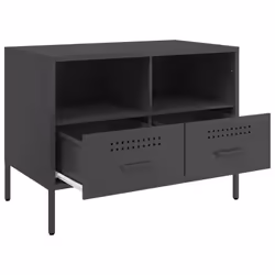 vidaXL TV Cabinets TV Stand TV Unit Hifi Cabinet 2 pcs Black Cold-rolled Steel - black, 2 pcs - Additional view 9