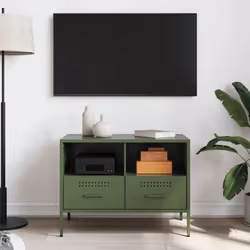 vidaXL TV Cabinets TV Stand TV Unit Hifi Cabinet 2 pcs Black Cold-rolled Steel - green, 1 pcs - Additional view 2