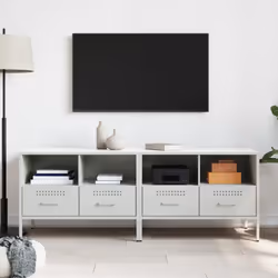 vidaXL TV Cabinets TV Stand TV Unit Hifi Cabinet 2 pcs Black Cold-rolled Steel - white, 2 pcs - Additional view 2