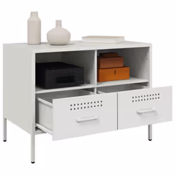 vidaXL TV Cabinets TV Stand TV Unit Hifi Cabinet 2 pcs Black Cold-rolled Steel - white, 2 pcs - Additional view 4