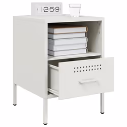 vidaXL Bedside Cabinet Bedroom Nightstand Bed Table Side Table White Steel - Additional view 4