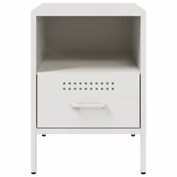 vidaXL Bedside Cabinet Bedroom Nightstand Bed Table Side Table White Steel - Additional view 5