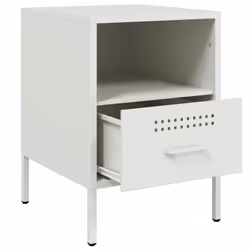 vidaXL Bedside Cabinet Bedroom Nightstand Bed Table Side Table White Steel - Additional view 8
