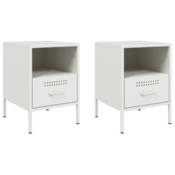 vidaXL Bedside Cabinets Bedroom Nightstand Bed Side Table 2 pcs White Steel