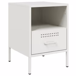 vidaXL Bedside Cabinets Bedroom Nightstand Bed Side Table 2 pcs White Steel - Additional view 4
