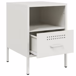 vidaXL Bedside Cabinets Bedroom Nightstand Bed Side Table 2 pcs White Steel - Additional view 8