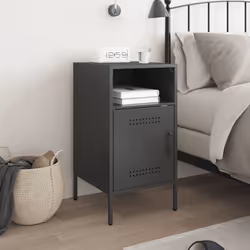 vidaXL Bedside Cabinet Bedroom Nightstand Bed Side Table Olive Green Steel - black, 1 pcs