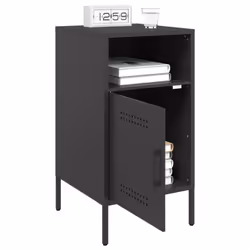vidaXL Bedside Cabinet Bedroom Nightstand Bed Side Table Olive Green Steel - black, 1 pcs - Additional view 4