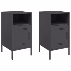 vidaXL Bedside Cabinets Bedroom Nightstand Bed Side Table 2 pcs Black Steel