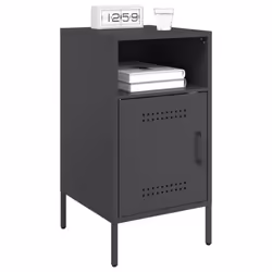 vidaXL Bedside Cabinets Bedroom Nightstand Bed Side Table 2 pcs Black Steel