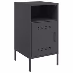 vidaXL Bedside Cabinets Bedroom Nightstand Bed Side Table 2 pcs Black Steel - Additional view 4