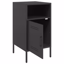 vidaXL Bedside Cabinets Bedroom Nightstand Bed Side Table 2 pcs Black Steel - Additional view 8