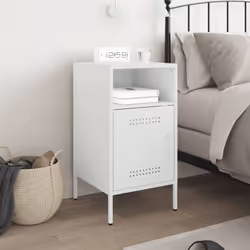 vidaXL Bedside Cabinet Bedroom Nightstand Bed Side Table Olive Green Steel - white, 1 pcs