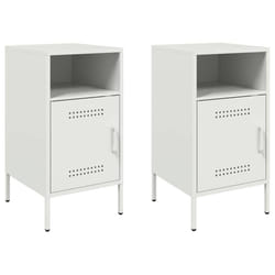 vidaXL Bedside Cabinet Bedroom Nightstand Bed Side Table Olive Green Steel - white, 2 pcs