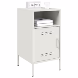 vidaXL Bedside Cabinet Bedroom Nightstand Bed Side Table Olive Green Steel - white, 2 pcs