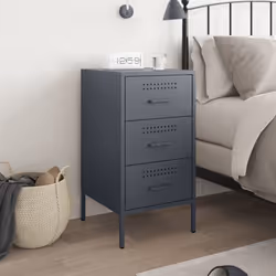 vidaXL Bedside Cabinet Bedroom Nightstand Bed Side Table Anthracite Steel