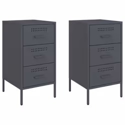 vidaXL Bedside Cabinets Nightstand Bed Table Side Table 2 pcs Anthracite Steel